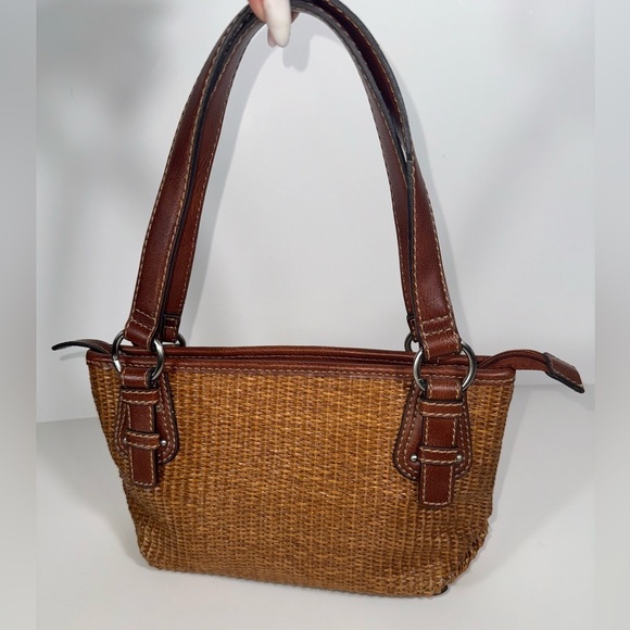 Vintage Fossil Small Handbag weave Leather Purse Satchel - Picture 1 of 7